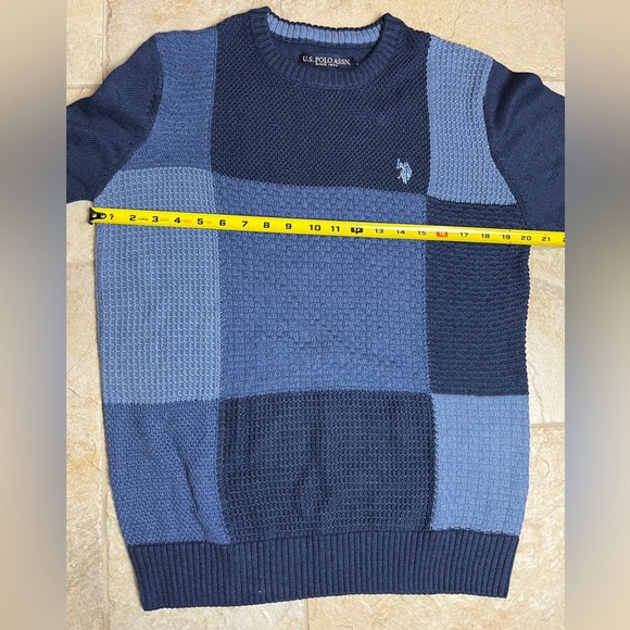 U.S. Polo Assn. Navy Patchwork Cotton Blend Sweater NWT Size Small - Picture 11 of 12